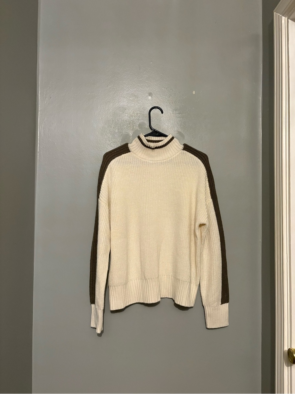 Sanctuary Cream Sweater with Brown Shoulder Stripes